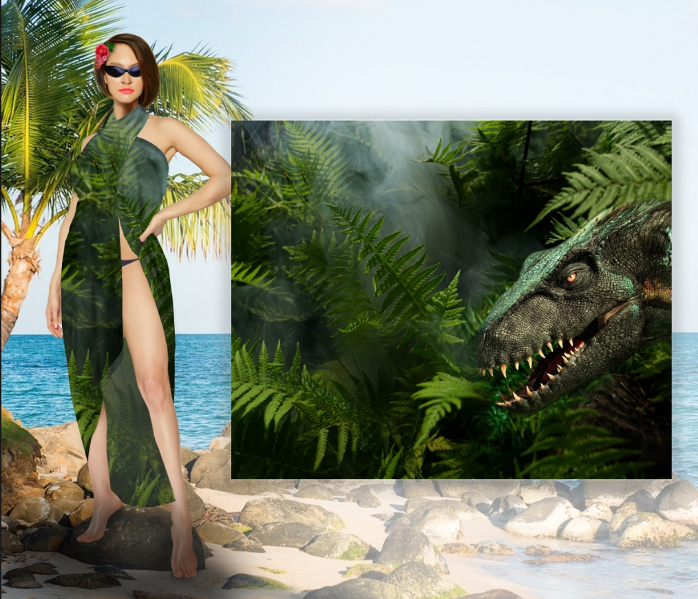 Парео-платок-палантин 10 в 1 с принтом Динозавр ВСІ Розміри