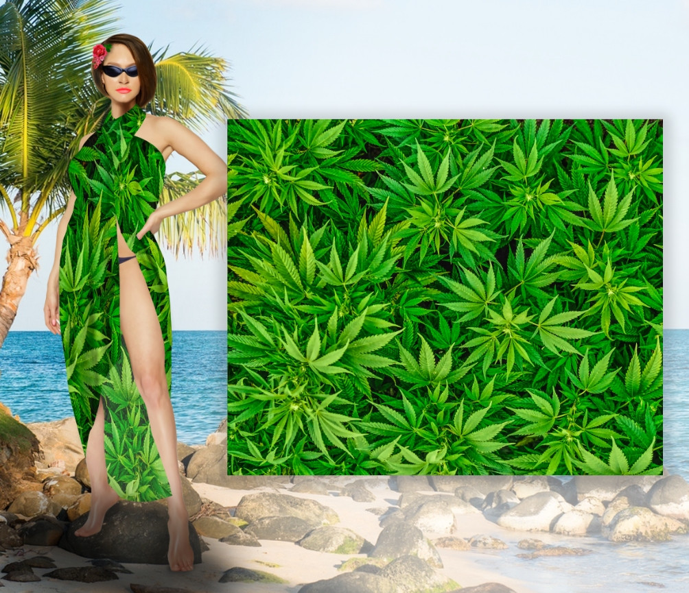 Парео-платок-палантин 10 в 1 с принтом Конопля ВСІ Розміри