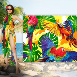 Парео-хустка-палантин 10 в 1 з принтом Папуги ВСІ Розміри