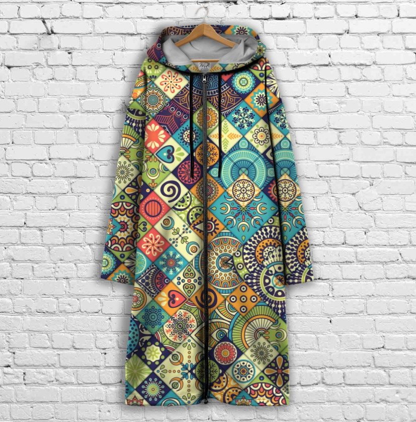 Кардиган - худі на блискавці з 3Д принтом Етно печворк ВСІ Розміри Преміум тканина