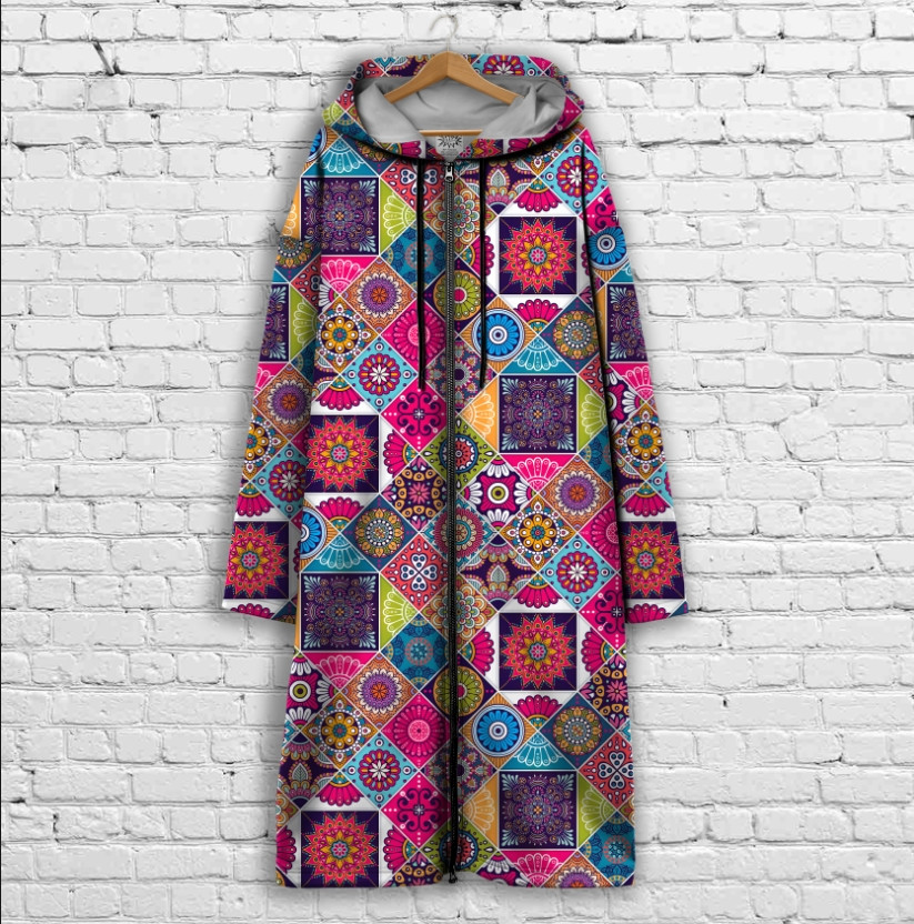 Кардиган - худі на блискавці з 3Д принтом Етно печворк ВСІ Розміри Преміум тканина