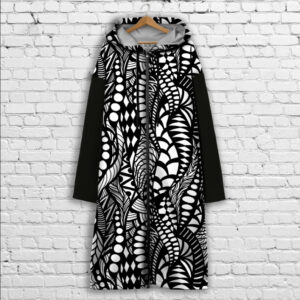 Кардиган - худи на молнии с 3Д принтом ЧБ Орнамент ВСІ Розміри Преміум тканина