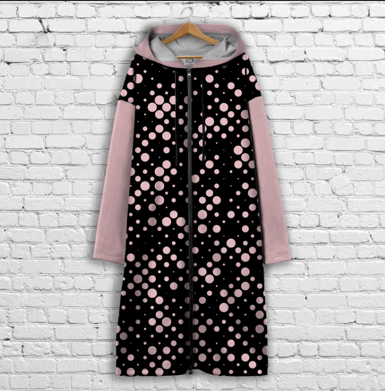 Кардиган - худі на блискавці з 3Д принтом Рожева крапинка ВСІ Розміри Преміум тканина