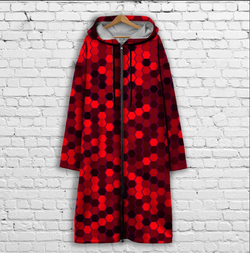 Кардиган - худі на блискавці з 3Д принтом Шестикутники ВСІ Розміри Преміум тканина