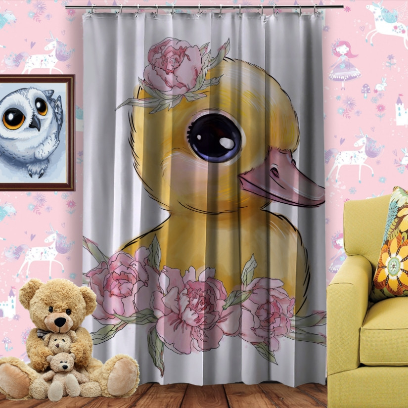 Штора Фотоштори Жовте каченя в півонії