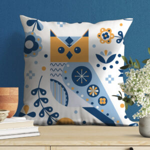 Подушка з принтом Вишиванка геометричний орнамент мудра сова