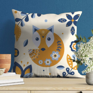 Подушка з принтом Вишиванка геометричний орнамент жовтий лис