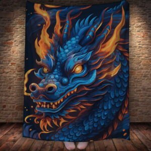 Плед з 3D принтом Дракон в стилі Street Art - Синій Дракон _002 150х200 см.