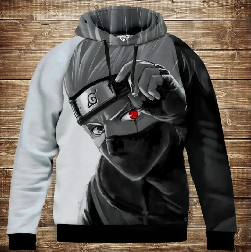 Толстівка з 3D принтом Аніме Наруто Какаші Дитячі і дорослі розміри. ВСІ Розміри Преміум тканина