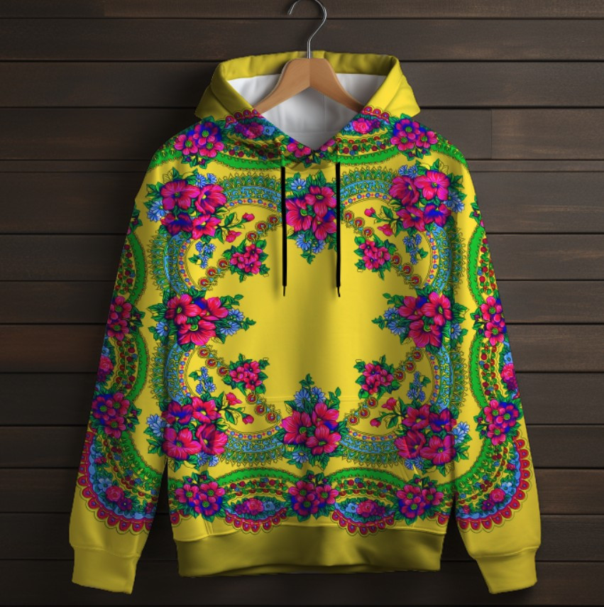 Толстівка з 3D принтом Українська хустка Дитячі і дорослі розміри. ВСІ Розміри Преміум тканина