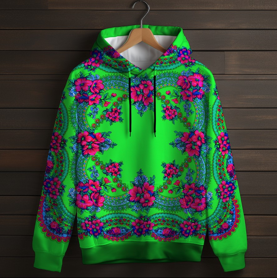 Толстівка з 3D принтом Українська хустка Дитячі і дорослі розміри. ВСІ Розміри Преміум тканина