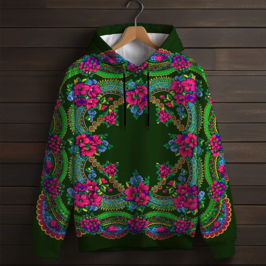 Толстівка з 3D принтом Українська хустка Дитячі і дорослі розміри. ВСІ Розміри Преміум тканина