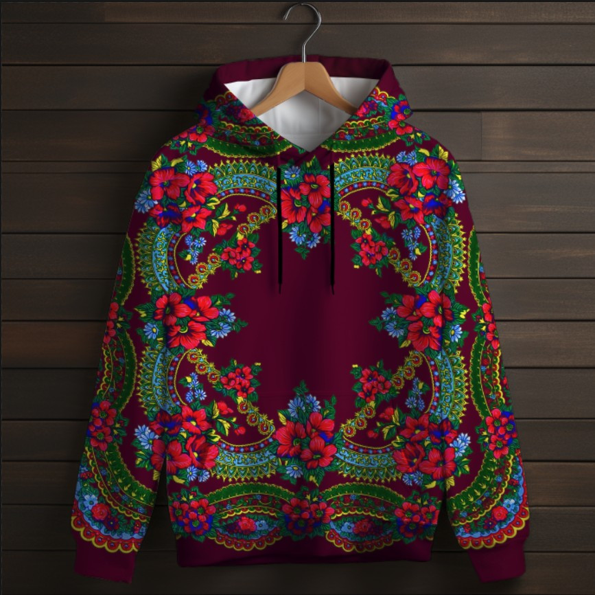 Толстівка з 3D принтом Українська хустка Дитячі і дорослі розміри. ВСІ Розміри Преміум тканина