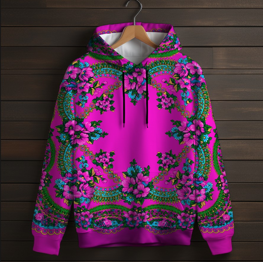 Толстівка з 3D принтом Українська хустка Дитячі і дорослі розміри. ВСІ Розміри Преміум тканина