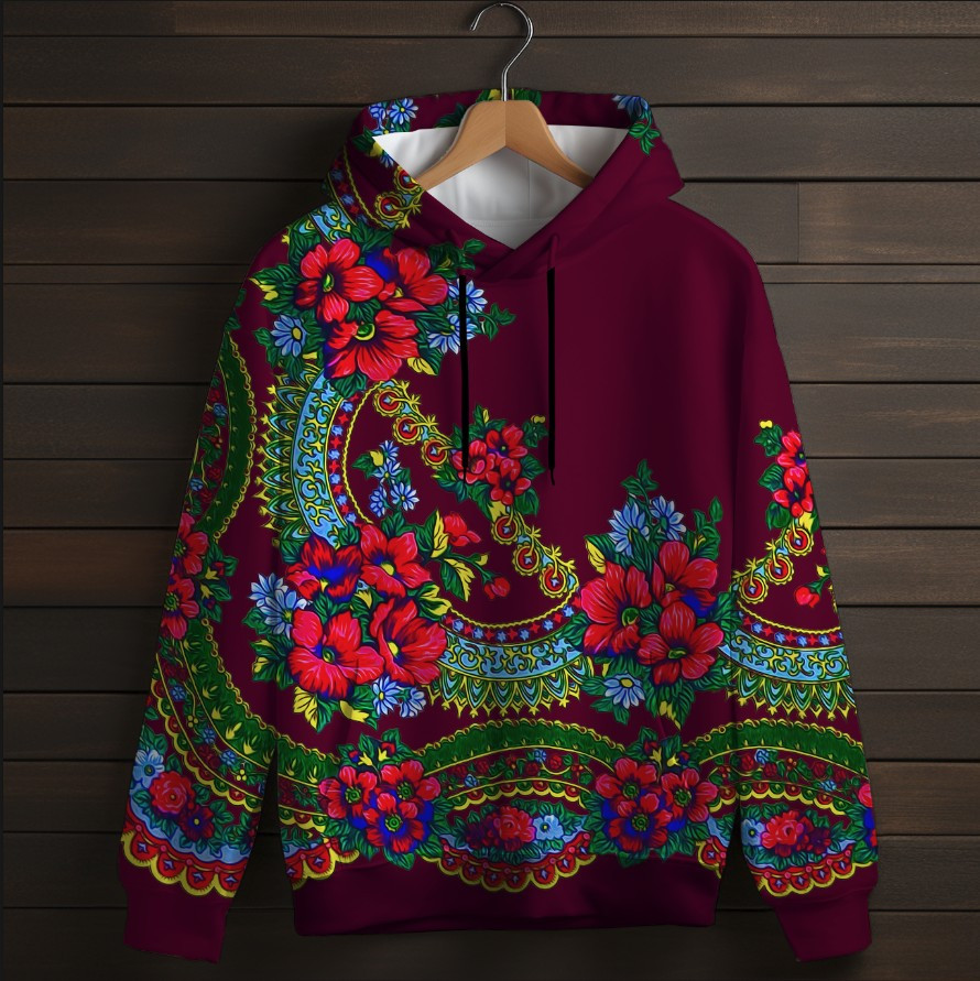 Толстівка з 3D принтом Українська хустка Дитячі і дорослі розміри. ВСІ Розміри Преміум тканина