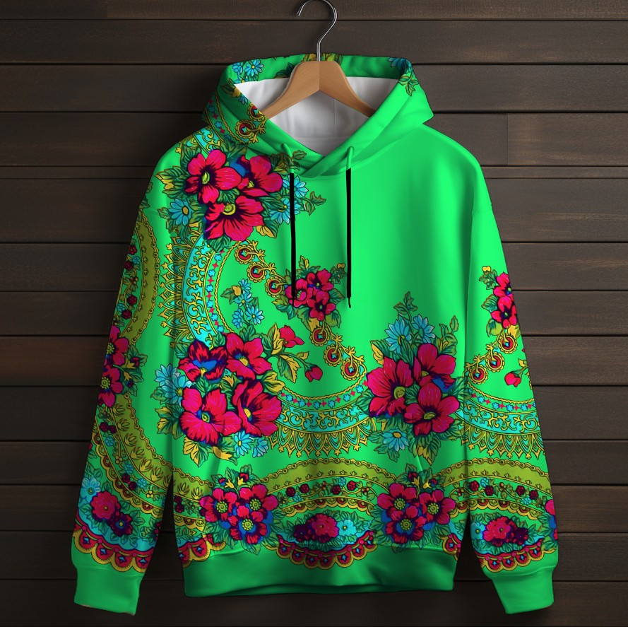 Толстівка з 3D принтом Українська хустка Дитячі і дорослі розміри. ВСІ Розміри Преміум тканина