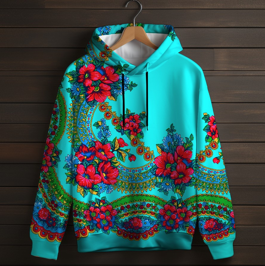 Толстівка з 3D принтом Українська хустка Дитячі і дорослі розміри. ВСІ Розміри Преміум тканина