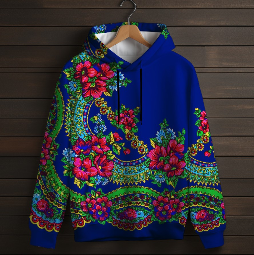 Толстівка з 3D принтом Українська хустка Дитячі і дорослі розміри. ВСІ Розміри Преміум тканина