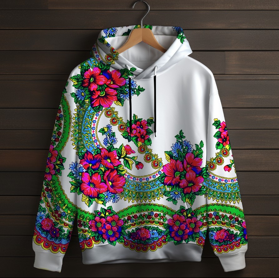 Толстівка з 3D принтом Українська хустка Дитячі і дорослі розміри. ВСІ Розміри Преміум тканина