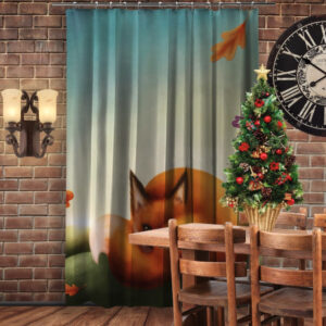 Штора 3D з принтом-Різдво. Лис та осінь