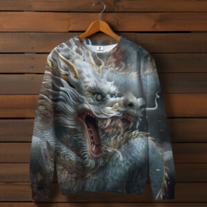 Світшот з 3D принтом Білий небесний дракон. Всі розміри ВСІ Розміри Преміум тканина