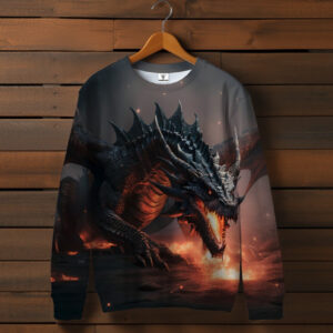 Світшот з 3D принтом Вогнедишний дракон . Всі розміри ВСІ Розміри Преміум тканина