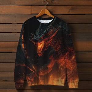 Світшот з 3D принтом Вогнедишний дракон у ярості . Всі розміри ВСІ Розміри Преміум тканина