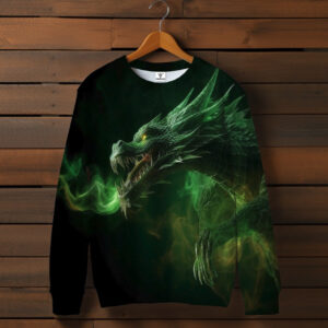Світшот з 3D принтом Зелений неоновий дракон . Всі розміри ВСІ Розміри Преміум тканина