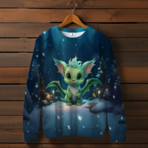 Світшот з 3D принтом Зелений дракончик в лісі. Всі розміри ВСІ Розміри Преміум тканина