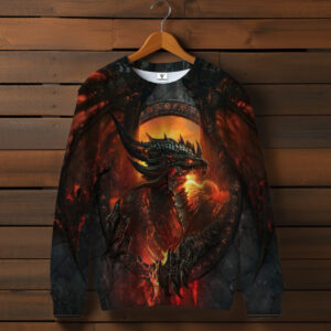 Світшот з 3D принтом Вогнедишний дракон у ярості _2 . Всі розміри ВСІ Розміри Преміум тканина