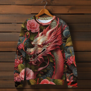 Світшот з 3D принтом Рожевий дракон в квітах. Всі розміри ВСІ Розміри Преміум тканина