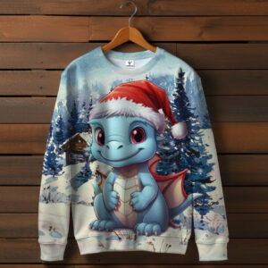 Блакитний дракончик в шапці Сантаклауса _2. Всі розміри ВСІ Розміри Преміум тканина