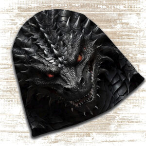 Шапка з 3D принтом - Чорний залізний дракон. Всі розміри