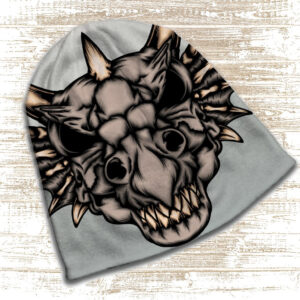 Шапка з 3D принтом - Череп дракона на білому фоні. Всі розміри