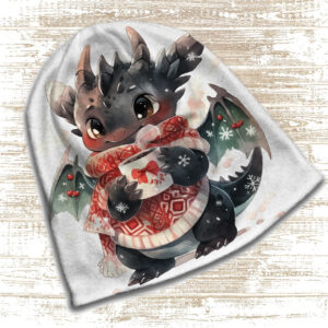 Шапка з 3D принтом - Дракончик з горнятоком. Всі розміри