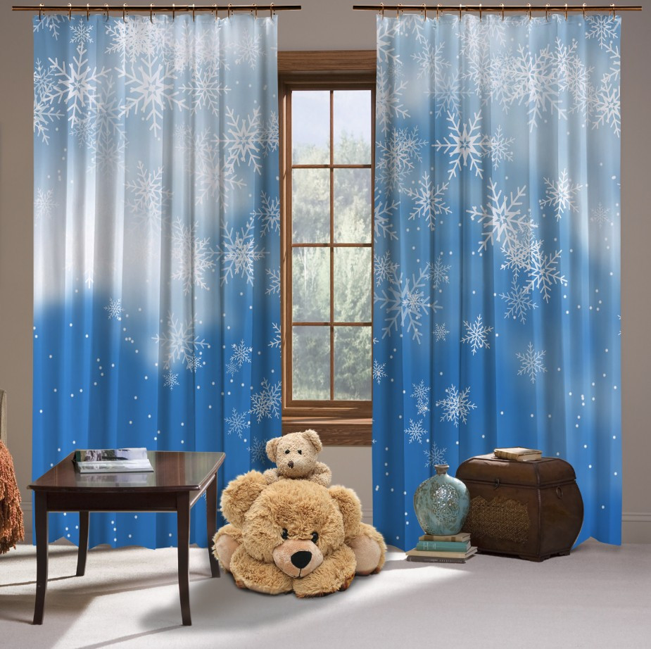 Штори з Фотоштораом на тему: Білі сніжинки на фоні неба