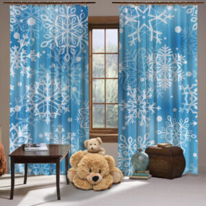 Штори з Фотоштораом на тему: Білі сніжинки на блакитному фоні