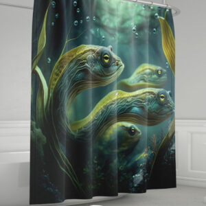 Штора для ванної з 3D принтом Риби. Яскраві мурени _03 150х200 см.