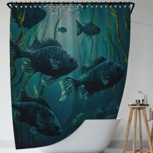 Штора для ванної з 3D принтом екзотичні морськи риби_03 150х200 см.