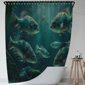 Штора для ванної з 3D принтом екзотичні риби на морському дні_03 150х200 см.