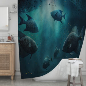 Штора для ванної з 3D принтом загадкові тихоокеанські риби_02 150х200 см.