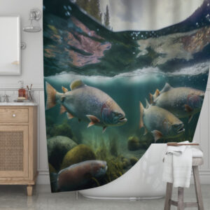Штора для ванної з 3D принтом загадкові тихоокеанські риби_06 150х200 см.