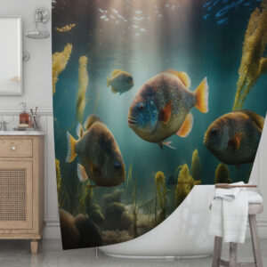 Штора для ванної з 3D принтом загадкові тихоокеанські риби_11 150х200 см.