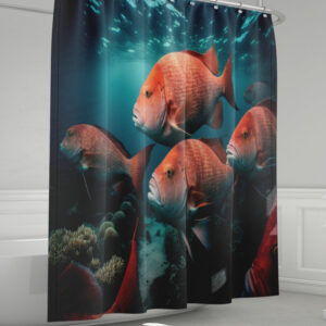 Штора для ванної з 3D принтом червоні тихоокеанськи риби_03 150х200 см.