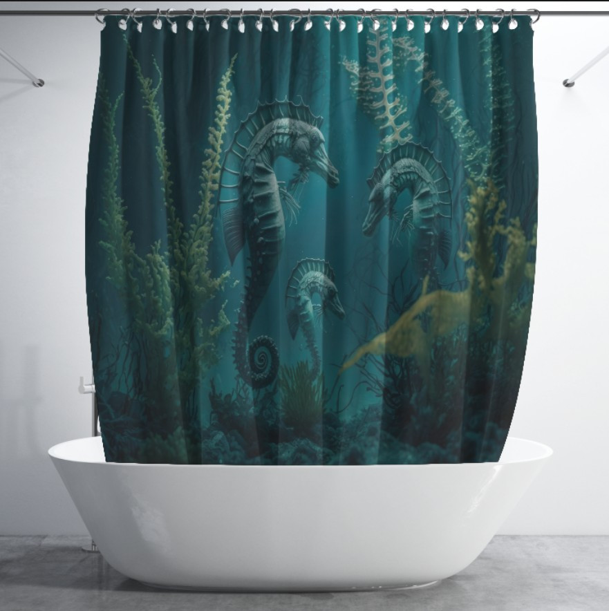 Штора для ванної з 3D принтом екзотичні морськи риби_20 150х200 см.