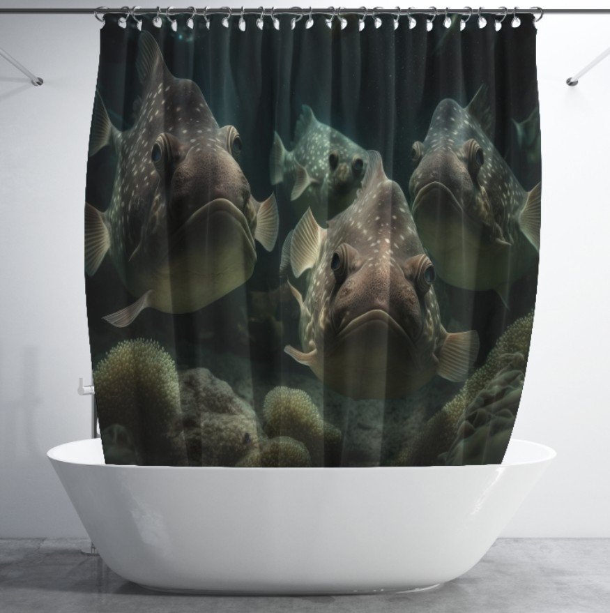 Штора для ванної з 3D принтом екзотичні морськи риби_28 150х200 см.