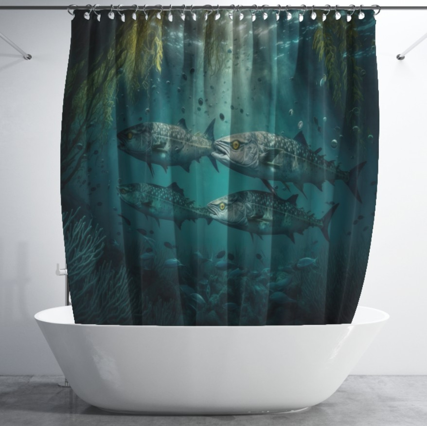 Штора для ванної з 3D принтом екзотичні морськи риби_49 150х200 см.