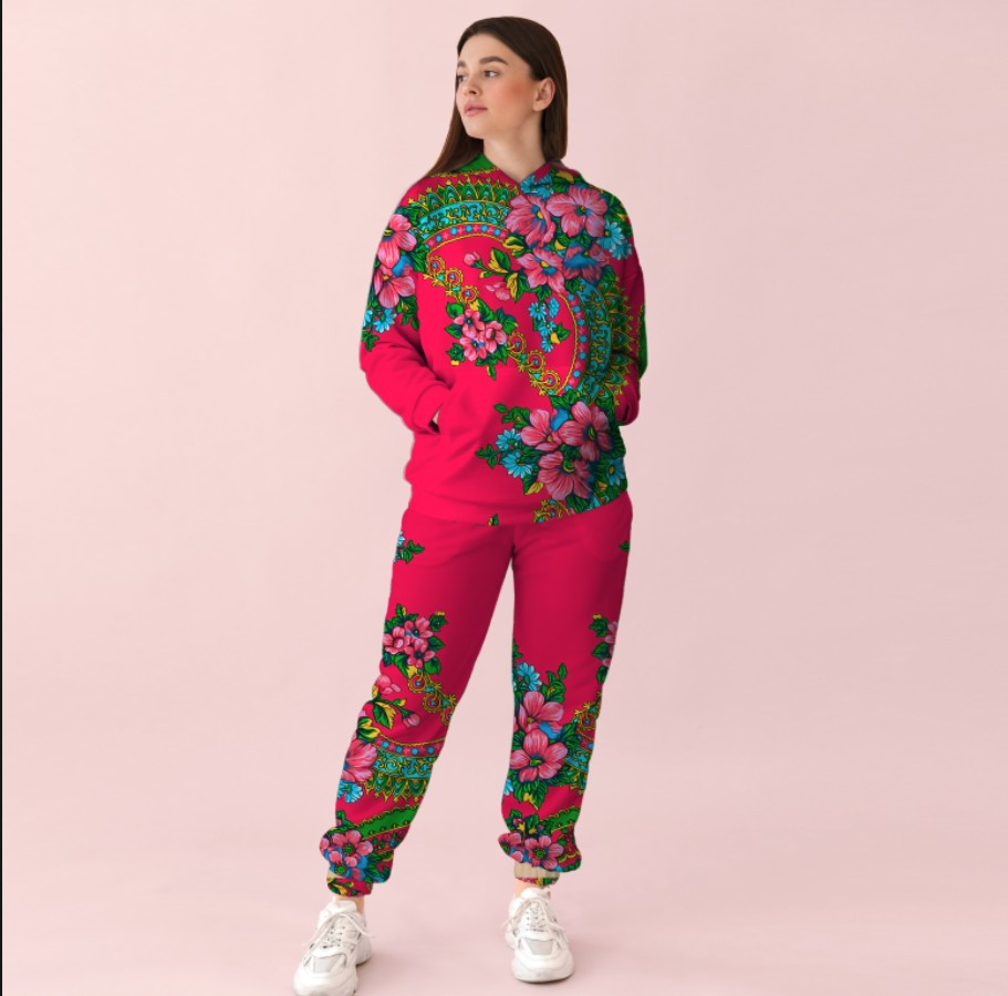 Рожевий спортивний костюм з принтом ХУСТКА всі розміри ВСІ Розміри Преміум тканина