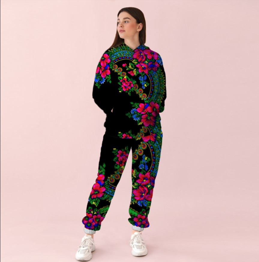 Чорний спортивний костюм із принтом Хустка 0_002 ВСІ Розміри Преміум тканина