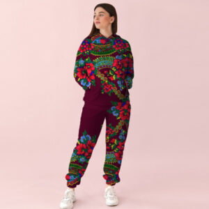 Бордовий спортивний костюм із принтом Хустка ВСІ Розміри Преміум тканина